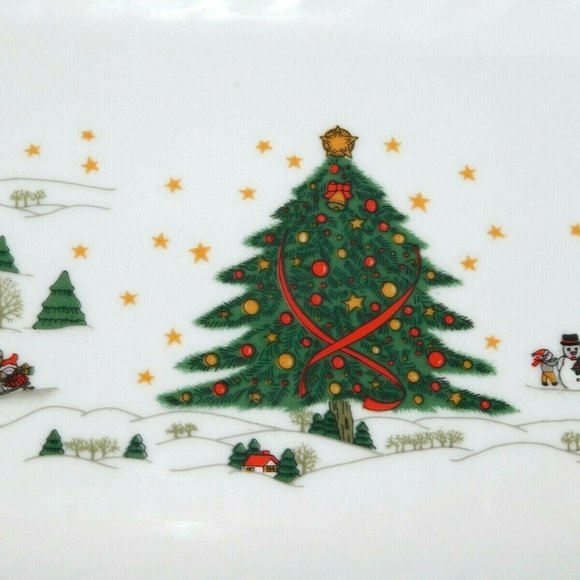 Vintage 80s Kopin Christmas Pleasure Village Large Rectangular Serving Tray - Picture 5 of 9